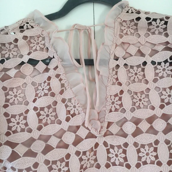 open lace back dress Brisbane Lace-Trimmed Maxi Dress Pink / Ecru